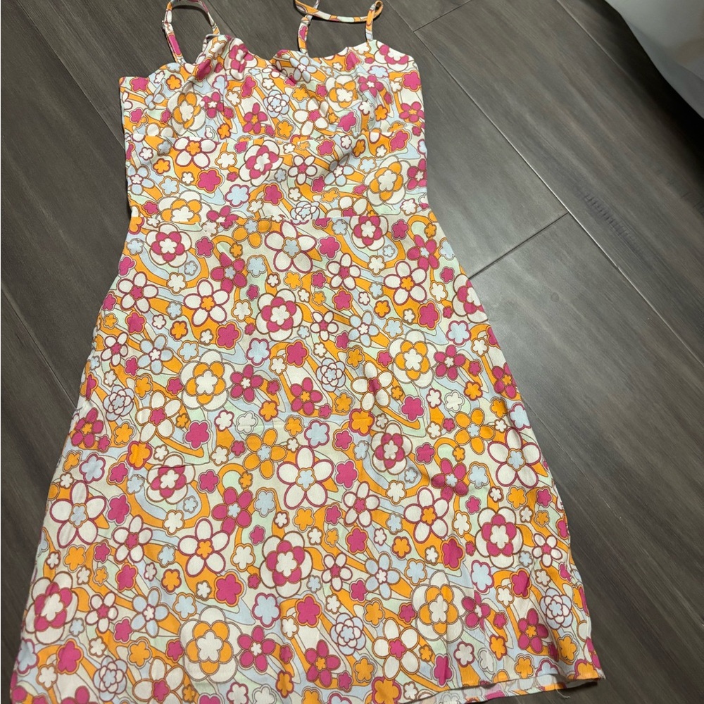 Floral Dress - Pink, Orange, White